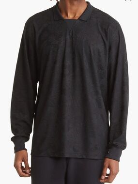 Nike Tech Pack Floral Jacquard Long Sleeve Polo Shirt Black DQ4294-010 Men’s XL